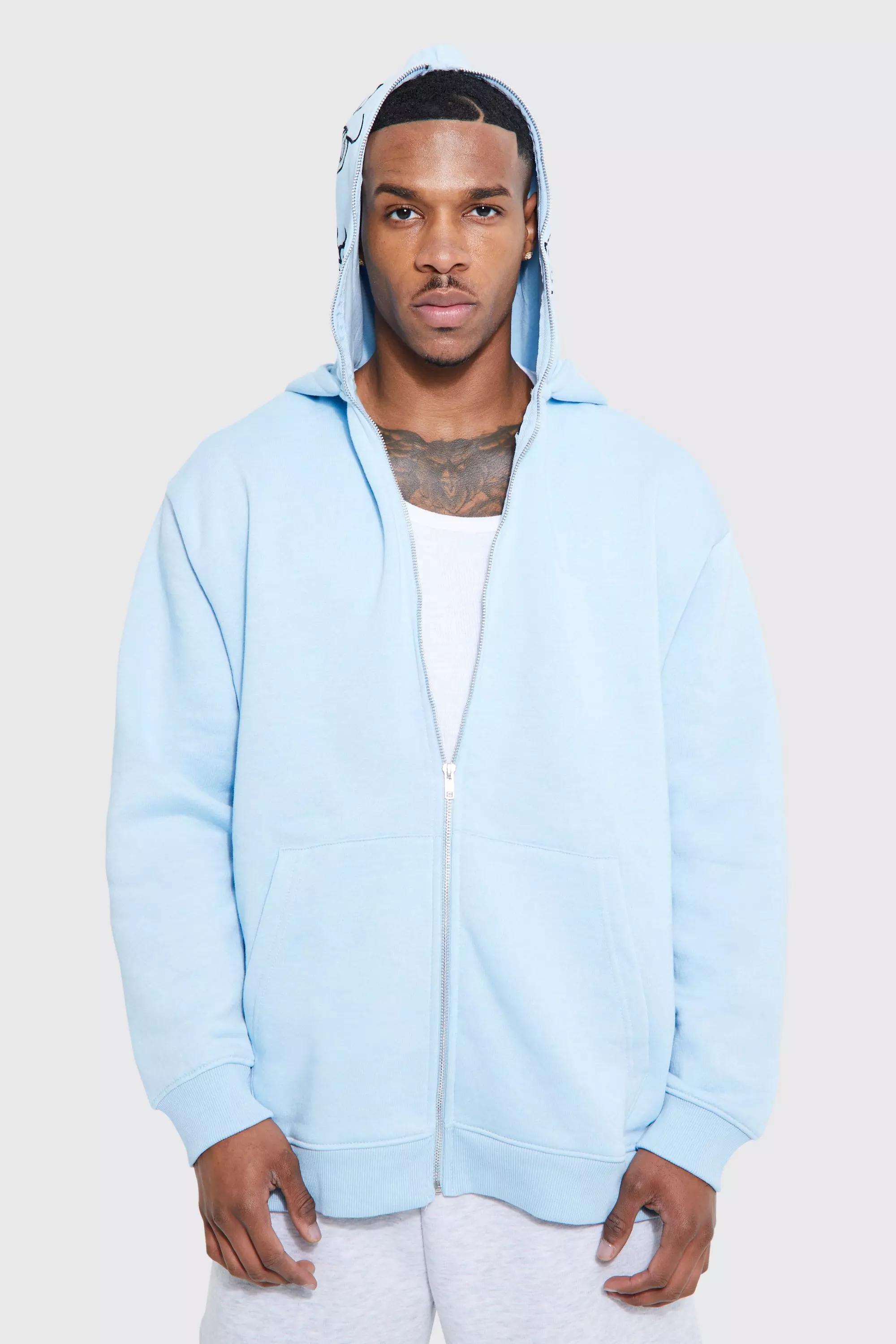 Light blue zip up hoodie mens new arrivals